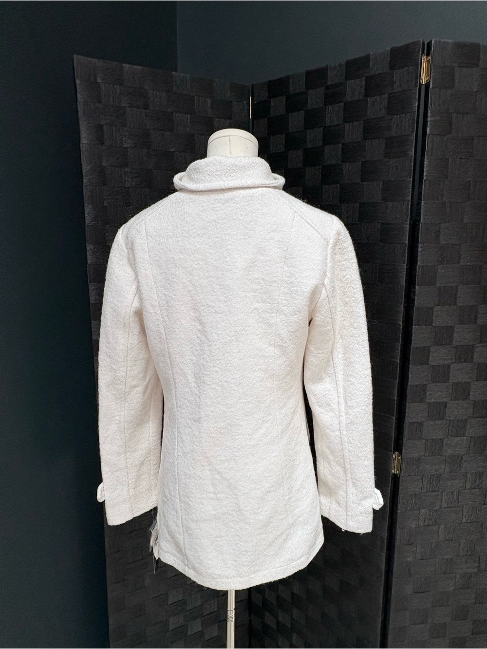 BNCI Double-Breasted Wool Blend White Peacoat Jacket - Picture 2 of 6